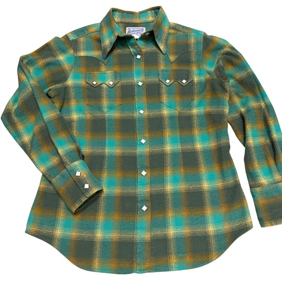 VTG Rockmount Ranchwear Snap Flannel Plaid Western Shirt Women M Sawtooth Pocket - Picture 3 of 10